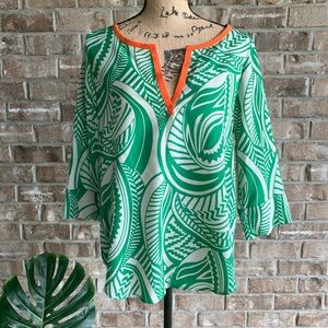 Glam Med Green Orange Blouse